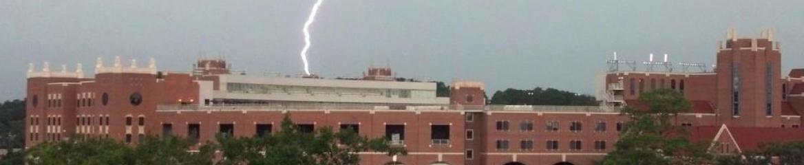 Picture of lightning over doak campbell
